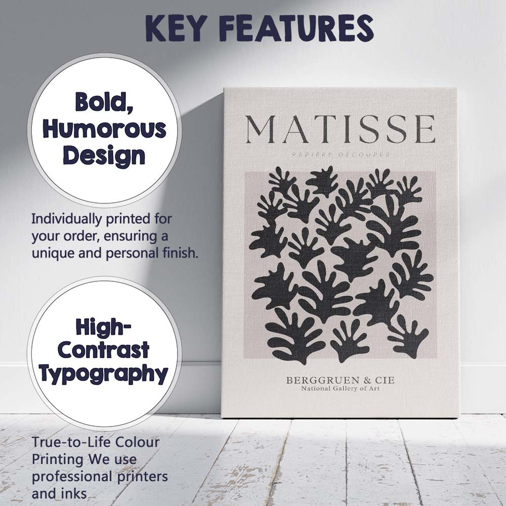 Neutral Beige Matisse Cut Out Botanical Exhibition Poster Canvas Wall Art Print Decor Picture Ready to Hang