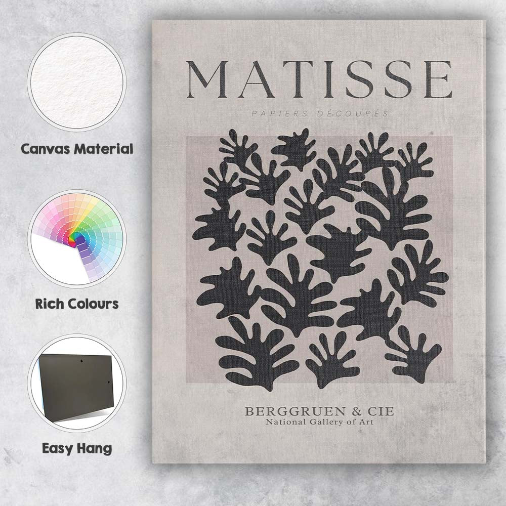 Neutral Beige Matisse Cut Out Botanical Exhibition Poster Canvas Wall Art Print Decor Picture Ready to Hang