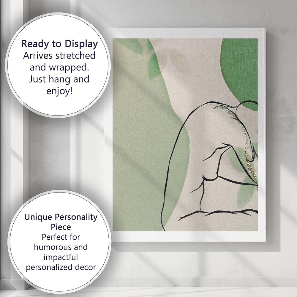 Soft Sage Green Abstract Female Figure Line Art Canvas Wall Art Print Decor Picture Ready to Hang