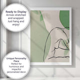 Soft Sage Green Abstract Female Figure Line Art Canvas Wall Art Print Decor Picture Ready to Hang