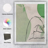 Soft Sage Green Abstract Female Figure Line Art Canvas Wall Art Print Decor Picture Ready to Hang
