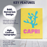 Minimalist Capri Coral Seaweed Travel Poster Canvas Wall Art Print Decor Picture Ready to Hang