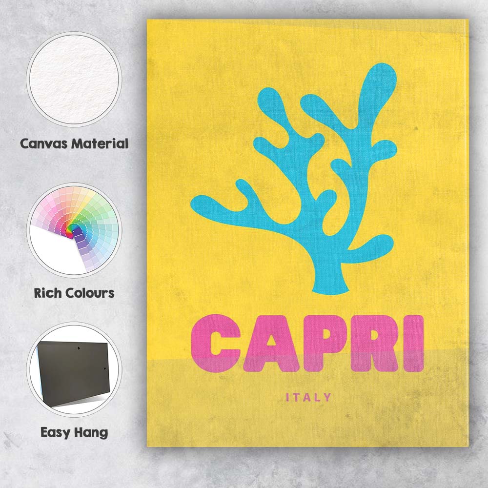 Minimalist Capri Coral Seaweed Travel Poster Canvas Wall Art Print Decor Picture Ready to Hang