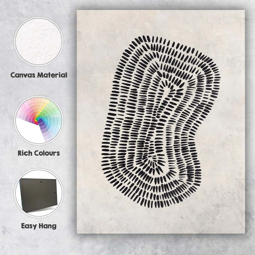 Black Organic Spiral Brushstroke Abstract Minimalist Canvas Wall Art Print Decor Picture Ready to Hang