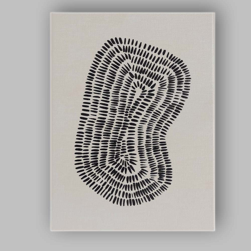 Black Organic Spiral Brushstroke Abstract Minimalist Canvas Wall Art Print Decor Picture Ready to Hang