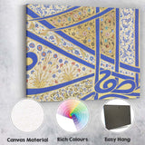 Blue Gold Islamic Geometric Floral Mosaic Pattern Canvas Wall Art Print Decor Picture Ready to Hang