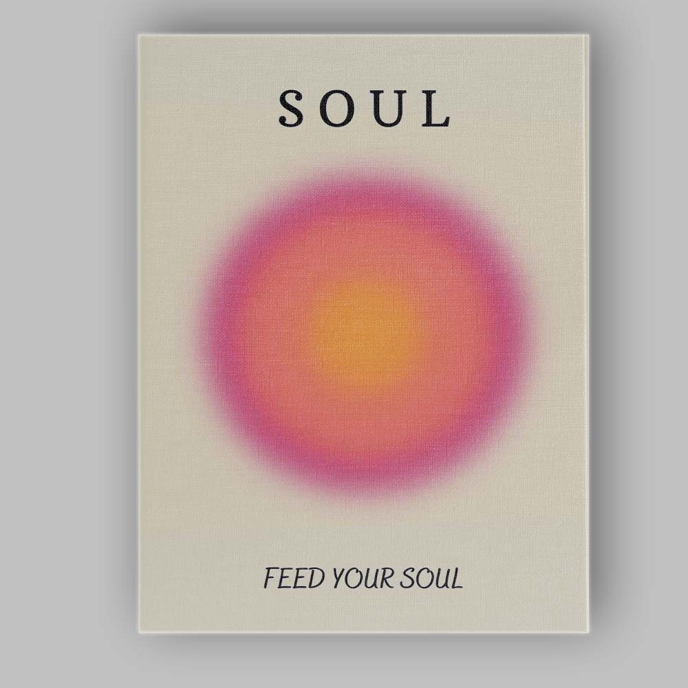 Soft Pink Orange Gradient Feed Your Soul Inspirational Typography Canvas Wall Art Print Decor Picture Ready to Hang