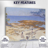 Pointillist Coastal Beach Children Seaside Landscape Painting Canvas Wall Art Print Decor Picture Ready to Hang