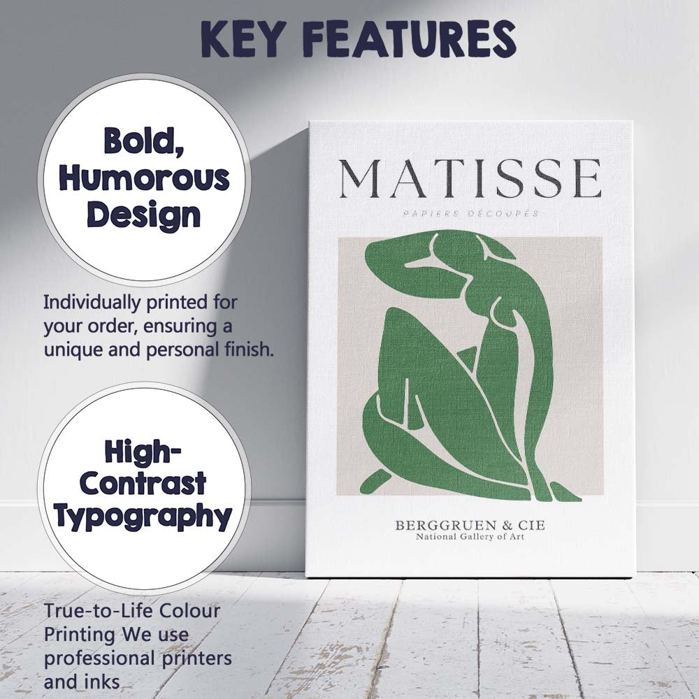 Henri Matisse Green Organic Cut Paper Abstract Poster Canvas Wall Art Print Decor Picture Ready to Hang