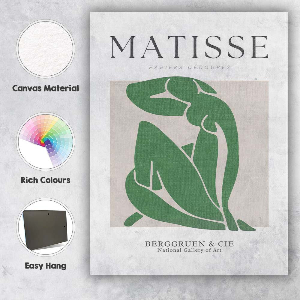 Henri Matisse Green Organic Cut Paper Abstract Poster Canvas Wall Art Print Decor Picture Ready to Hang