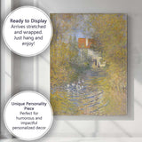 Claude Monet Autumn House Pond Impressionist Landscape Painting Canvas Wall Art Print Decor Picture Ready to Hang