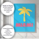 Bright Tropical Miami Palm Tree Retro Travel Poster Canvas Wall Art Print Decor Picture Ready to Hang