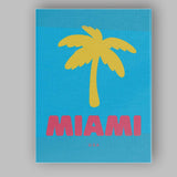 Bright Tropical Miami Palm Tree Retro Travel Poster Canvas Wall Art Print Decor Picture Ready to Hang