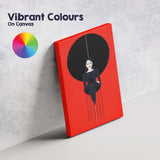 Minimalist Red Black Elegant Woman Contemporary Portrait Canvas Wall Art Print Decor Picture Ready to Hang