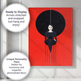 Minimalist Red Black Elegant Woman Contemporary Portrait Canvas Wall Art Print Decor Picture Ready to Hang