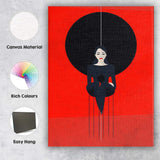 Minimalist Red Black Elegant Woman Contemporary Portrait Canvas Wall Art Print Decor Picture Ready to Hang