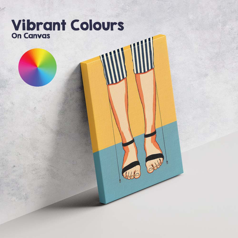 Minimalist Striped Trousers Bare Feet Fashion Illustration Canvas Wall Art Print Decor Picture Ready to Hang