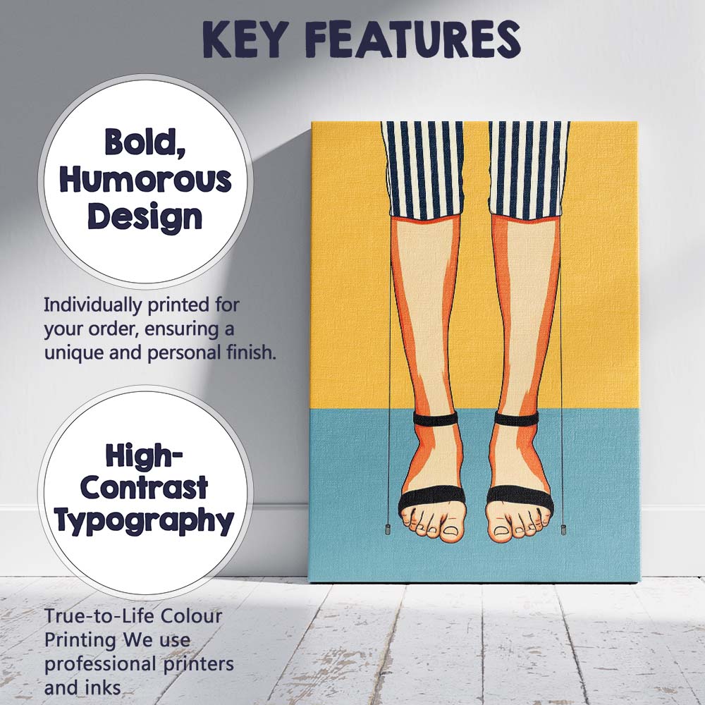 Minimalist Striped Trousers Bare Feet Fashion Illustration Canvas Wall Art Print Decor Picture Ready to Hang