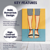Minimalist Striped Trousers Bare Feet Fashion Illustration Canvas Wall Art Print Decor Picture Ready to Hang