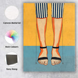 Minimalist Striped Trousers Bare Feet Fashion Illustration Canvas Wall Art Print Decor Picture Ready to Hang