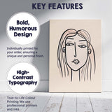 Minimalist Continuous Line Female Portrait Abstract Face Canvas Wall Art Print Decor Picture Ready to Hang