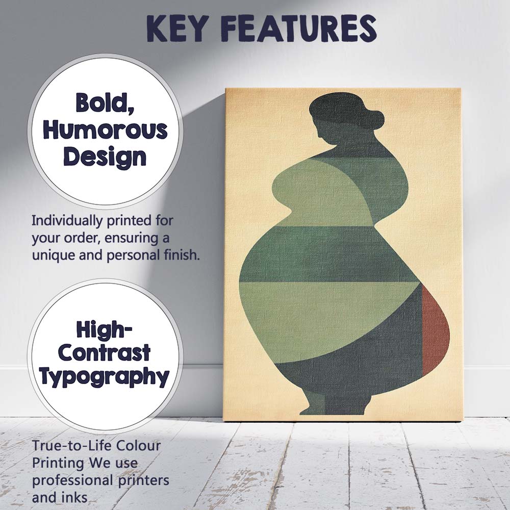 Abstract Curvy Woman Geometric Colour Block Silhouette Canvas Wall Art Print Decor Picture Ready to Hang