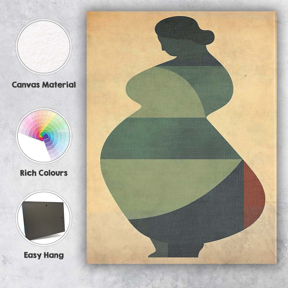 Abstract Curvy Woman Geometric Colour Block Silhouette Canvas Wall Art Print Decor Picture Ready to Hang