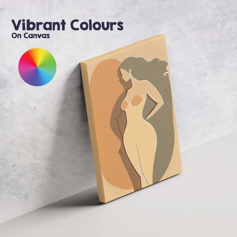 Minimalist Nude Female Side Profile Abstract Silhouette Canvas Wall Art Print Decor Picture Ready to Hang