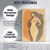 Minimalist Nude Female Side Profile Abstract Silhouette Canvas Wall Art Print Decor Picture Ready to Hang
