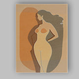 Minimalist Nude Female Side Profile Abstract Silhouette Canvas Wall Art Print Decor Picture Ready to Hang