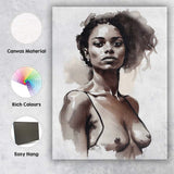 Monochrome Watercolour Female Portrait Contemporary Fashion Canvas Wall Art Print Decor Picture Ready to Hang