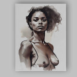 Monochrome Watercolour Female Portrait Contemporary Fashion Canvas Wall Art Print Decor Picture Ready to Hang