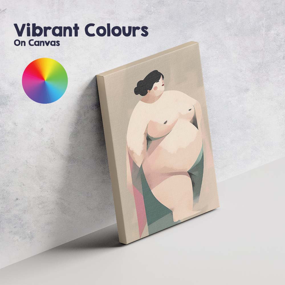 Abstract Curvy Woman Seated Modern Body Positive Illustration Canvas Wall Art Print Decor Picture Ready to Hang