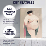 Abstract Curvy Woman Seated Modern Body Positive Illustration Canvas Wall Art Print Decor Picture Ready to Hang