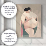 Abstract Curvy Woman Seated Modern Body Positive Illustration Canvas Wall Art Print Decor Picture Ready to Hang