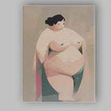 Abstract Curvy Woman Seated Modern Body Positive Illustration Canvas Wall Art Print Decor Picture Ready to Hang