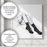 Monochrome Legs With Polka Dot Socks Fashion Illustration Canvas Wall Art Print Decor Picture Ready to Hang