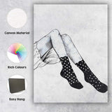 Monochrome Legs With Polka Dot Socks Fashion Illustration Canvas Wall Art Print Decor Picture Ready to Hang