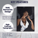 Elegant Afro Woman Fashion Portrait Contemporary Illustration Canvas Wall Art Print Decor Picture Ready to Hang