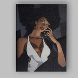 Elegant Afro Woman Fashion Portrait Contemporary Illustration Canvas Wall Art Print Decor Picture Ready to Hang