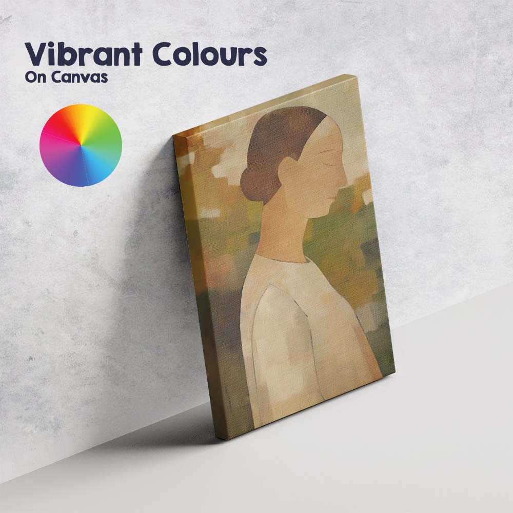 Serene Female Side Profile Neutral Contemporary Portrait Canvas Wall Art Print Decor Picture Ready to Hang