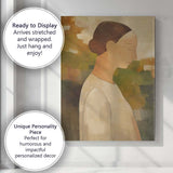 Serene Female Side Profile Neutral Contemporary Portrait Canvas Wall Art Print Decor Picture Ready to Hang
