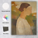 Serene Female Side Profile Neutral Contemporary Portrait Canvas Wall Art Print Decor Picture Ready to Hang