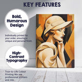 Elegant Art Deco Woman In Wide Brim Hat Portrait Canvas Wall Art Print Decor Picture Ready to Hang