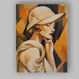 Elegant Art Deco Woman In Wide Brim Hat Portrait Canvas Wall Art Print Decor Picture Ready to Hang