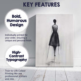 Minimalist Black Dress Fashion Figure Watercolour Silhouette Canvas Wall Art Print Decor Picture Ready to Hang