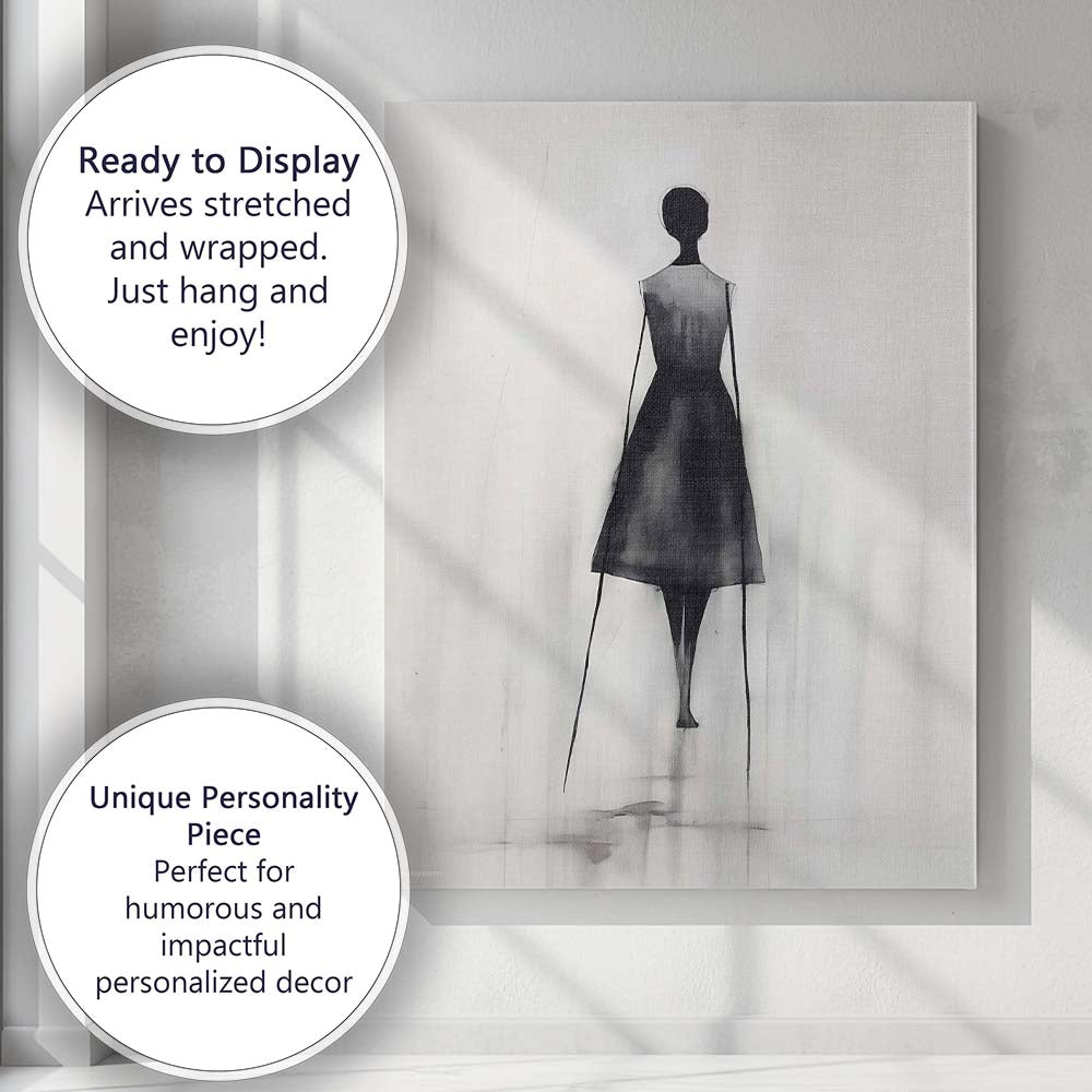Minimalist Black Dress Fashion Figure Watercolour Silhouette Canvas Wall Art Print Decor Picture Ready to Hang