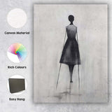 Minimalist Black Dress Fashion Figure Watercolour Silhouette Canvas Wall Art Print Decor Picture Ready to Hang