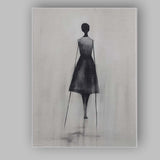 Minimalist Black Dress Fashion Figure Watercolour Silhouette Canvas Wall Art Print Decor Picture Ready to Hang
