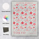 Japanese Pink Cherry Blossom Flower Market Botanical Pattern Canvas Wall Art Print Decor Picture Ready to Hang